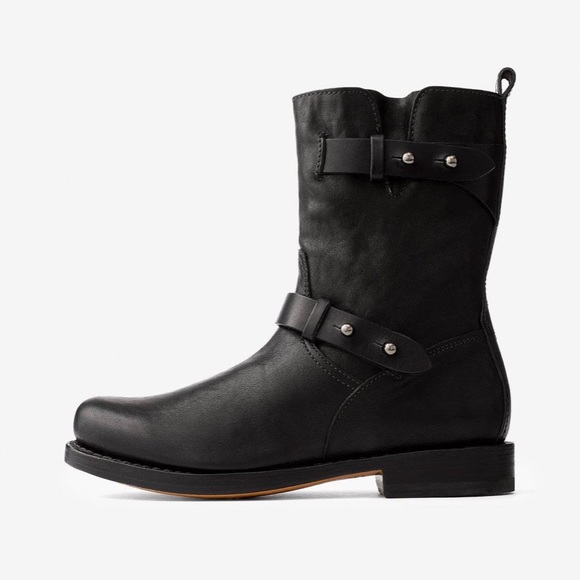 rag & bone Shoes - rag & bone Black Leather Combat Moto Boots